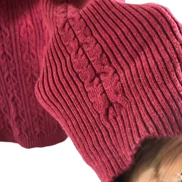 Eddie Bauer Cotton Pullover Sweater XL Red Cable Knit Raglan Sleeve - Picture 3 of 7